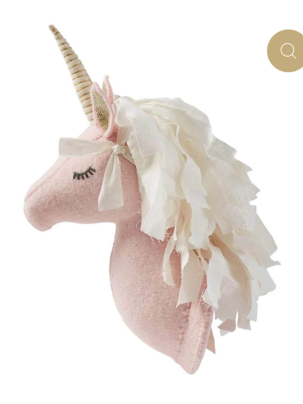 Mud Pie Pink Unicorn Wall Mount with Cream Mane